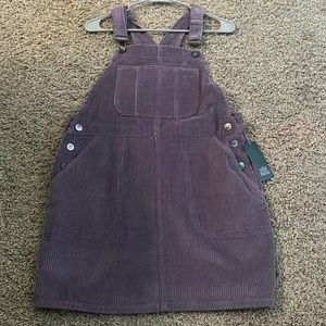 Purple corduroy overall dress